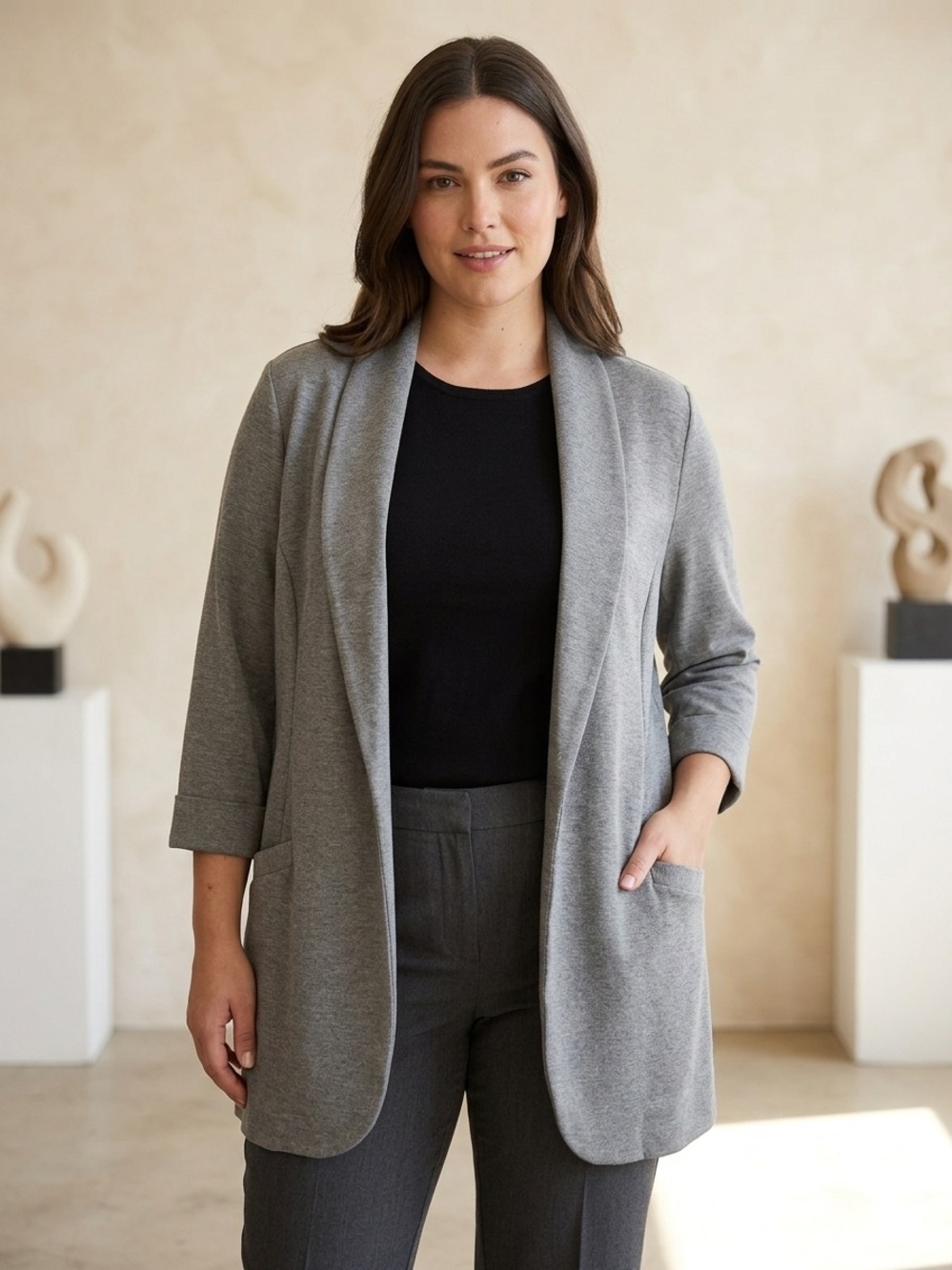 In Every Story Heather Grey Open-Front Cardigan